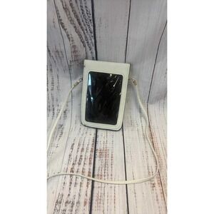 White‎ Baseball Stitch Cell Phone Crossbody Bag Clear Window Strap